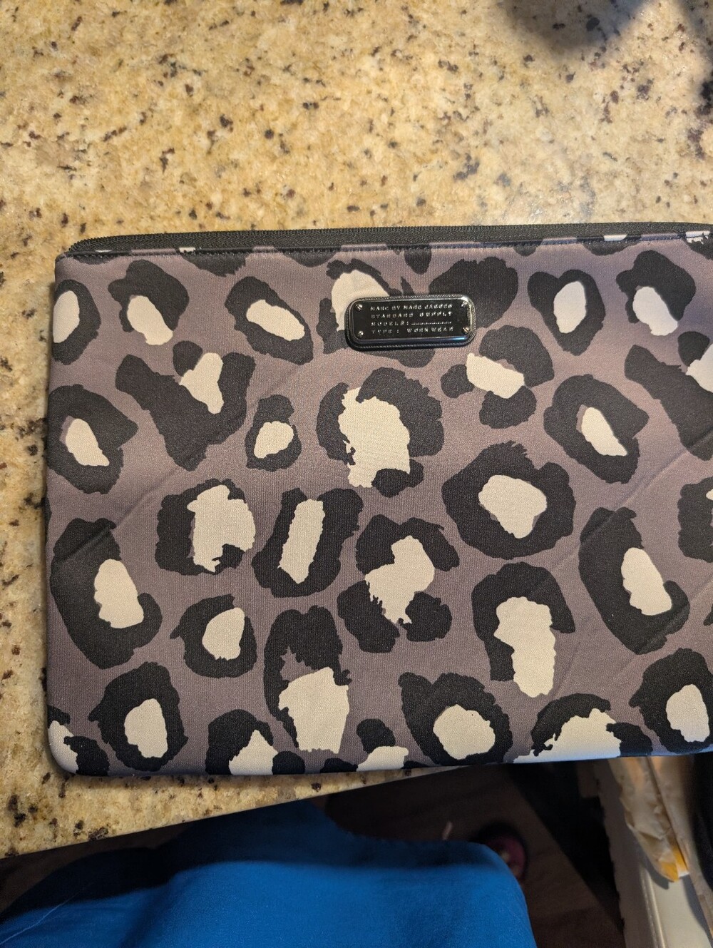 Marc by Marc Jacobs Gray and Black Leopard Print Laptop Case